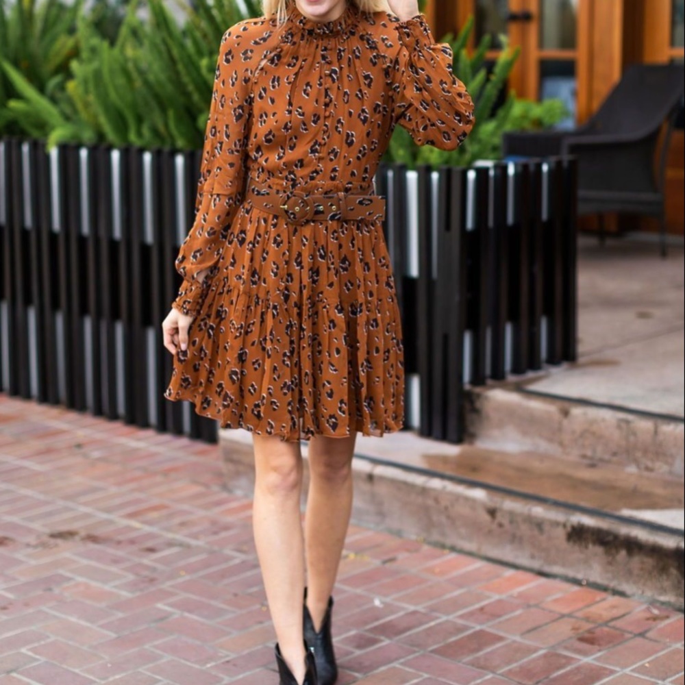 NICHOLAS Leopard Belted Dress